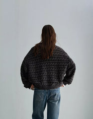 Cable-knit sweater with embroidery