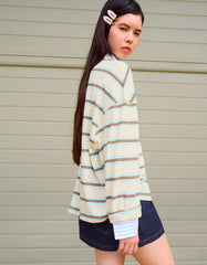 Long sleeve T-shirt with polo collar