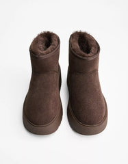 Platform ankle boots with faux fur lining