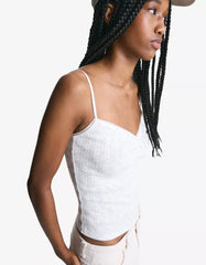 Printed pointelle top with straps