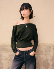 Striped long sleeve sash T-shirt