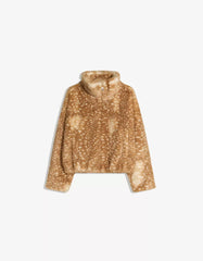 Animal print faux fur jacket
