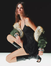 Tulle mini dress with rhinestones