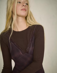 Chiffon blond lace midi dress