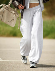 Plush barrel pants with stoppers