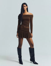 Textured metallic thread mini skirt