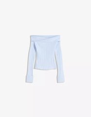Textured Bardot neck sweater