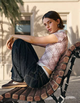 Printed short sleeve tulle T-shirt