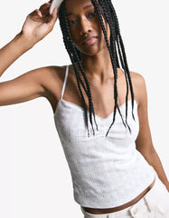 Printed pointelle top with straps