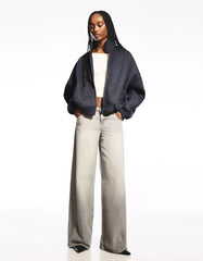 Shiny zip-up sweatshirt