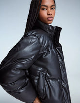 Leather effect puffer jacket