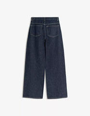 Wide leg jeans with crossover waistband