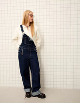 Oversize denim jumpsuit with straps