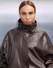 Oversize leather effect jacket