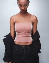 Metallic thread strappy top