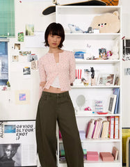 Printed pointelle cardigan