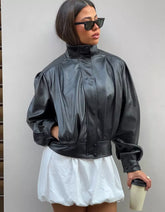 ‘80s leather effect jacket