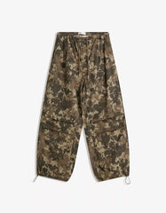 Printed parachute cargo pants
