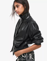 ‘80s leather effect jacket