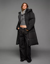 Long puffer coat with hood