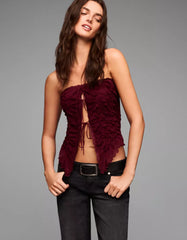 Bandeau top with gathered detail