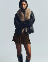 Textured metallic thread mini skirt