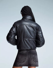 Leather effect puffer jacket