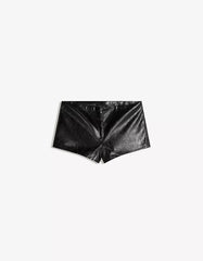 Metallic faux leather shorts