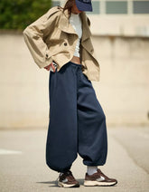 Plush barrel pants with stoppers