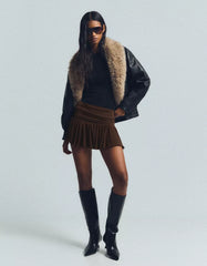 Textured metallic thread mini skirt