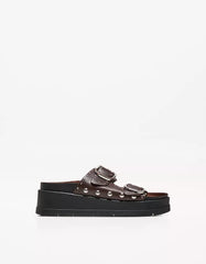 Buckled platform sandals with stud details