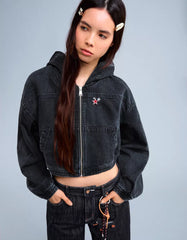 Denim jacket with zipper