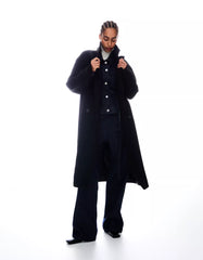 Long drop-shoulder coat