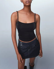 Metallic thread strappy top