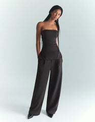 Voluminous double-fabric pants