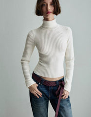High neck ribbed sweater