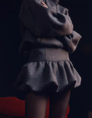 Shiny neoprene-effect mini skirt