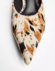 Animal print LEATHER mules