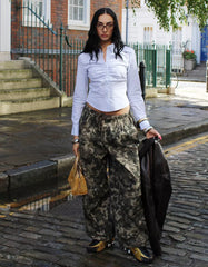 Printed parachute cargo pants