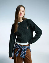 Cable-knit sweater with embroidery