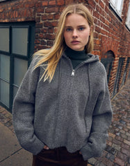 Zip-up cardigan with hood