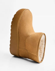 Platform ankle boots with faux fur lining