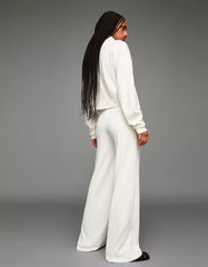 Soft ribbed wide-leg pants