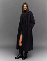 Oversize wool blend coat with belt
