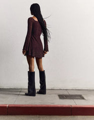 Blonde lace off-the-shoulder mini dress