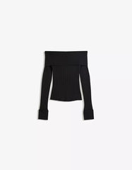 Textured Bardot neck sweater