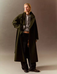 Oversize wool blend coat with belt
