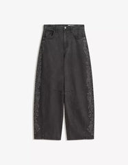 Barrel pants with rhinestone detail