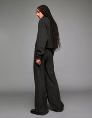 Soft ribbed wide-leg pants