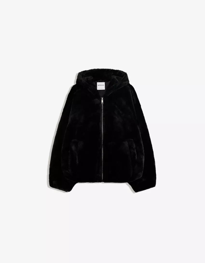 Faux fur hooded jacket